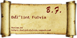Bálint Fulvia névjegykártya